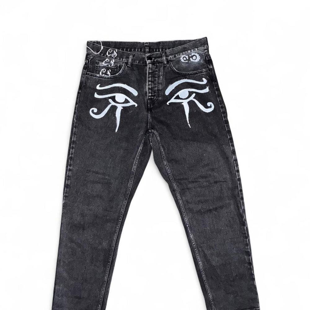 Black Carhartt Eye-Of-Horus Custom WIP Black Jeans